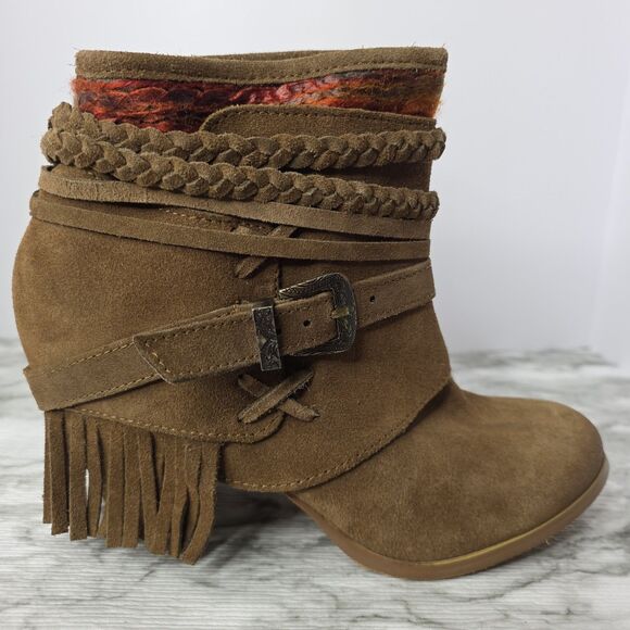 Naughty Monkey Boots Brown Fringe Suede Western Heel  Womens US 7.5 Boho Y2K - Picture 4 of 13